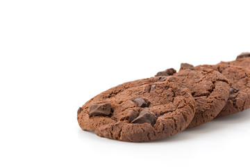 soft dark chocolate brownie cookies on white