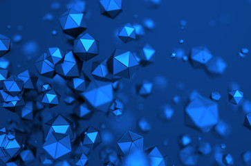 Abstract 3D Rendering of Low Poly Spheres.