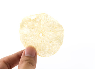 potato chips on white background
