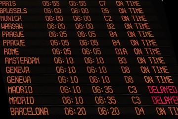 Display with schedule of aircraft departure