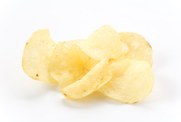 potato chips on white background