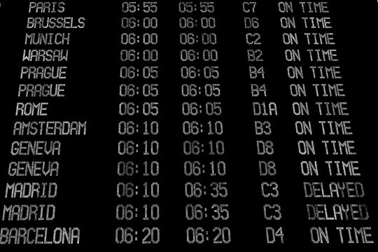 Display with schedule of aircraft departure