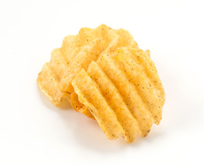 potato chips on white background