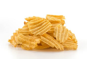 potato chips on white background