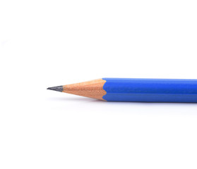 Blue pencil isolated on white background.