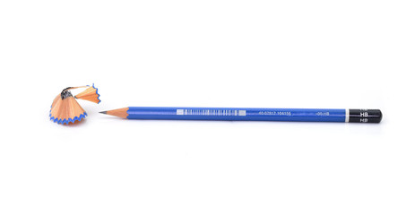 Blue pencil isolated on white background.