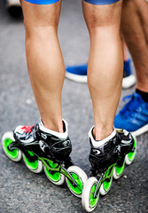 young man with roller skating