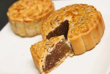 Chinese mooncakes: a traditional bakery chinese dessert eaten during the mid autumn festival.