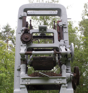 Old lumber sawmill processing equipment in a local forest products mill.