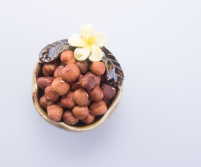 nuts. hazelnuts on the background