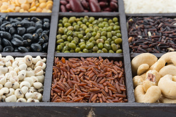 Mixture of beans in block