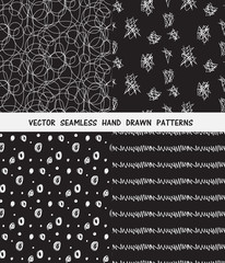 Hand drawn seamless patterns set