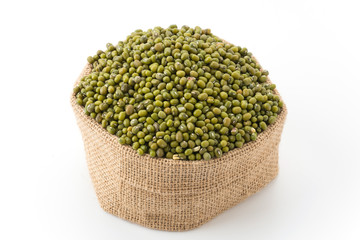 green beans on white background
