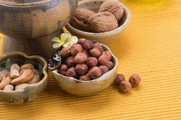 nuts. mixed nuts on the background