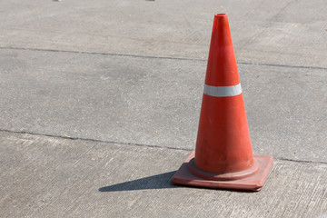 traffic cone on street used warning sign on road