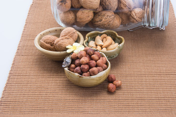 nuts. mixed nuts on the background