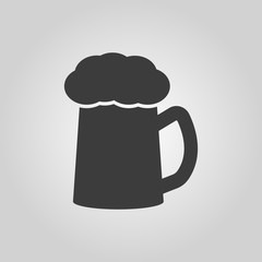 The glass of beer icon. Pub and kvass, alcohol, drink symbol. Flat