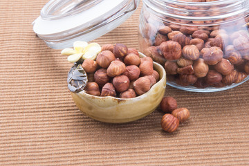 nuts. hazelnuts on the background