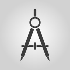 The divider icon. Surveyor and geometry, engineer, architect, school symbol. Flat