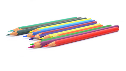 color pencils isolated on a white background.