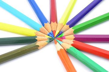 color pencils isolated on a white background.