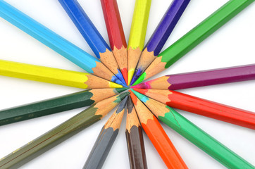 color pencils isolated on a white background.