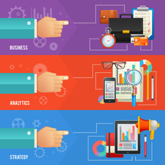 Set of flat design templates and concept banners for business © Yuzach