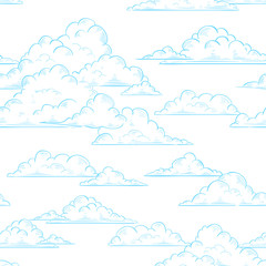 Clouds seamless pattern hand-drawn illustration - 90749811