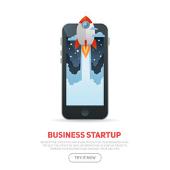 Business start up concept template with realistic smart phone © Yuzach