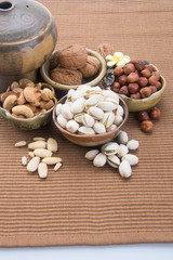 nuts. mixed nuts on the background