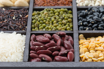 Mixture of beans in block