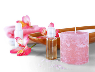 Beautiful composition of spa treatment, isolated on white