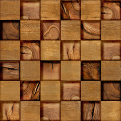 Abstract checkered pattern - seamless background - wood surface