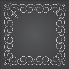 Chalk retro graphic line elements, dividers and monogram frame on a blackboard, Part 3