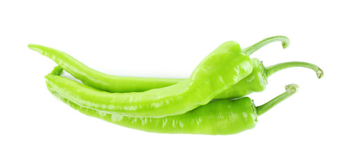 Fresh green peppers isolated on white
