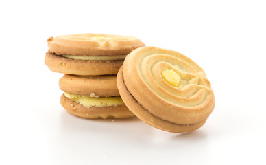 cookie biscuit with cream on white