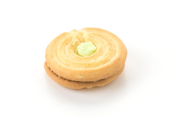 cookie biscuit with cream on white