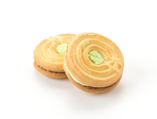 cookie biscuit with cream on white