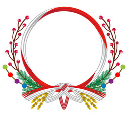 年賀状素材　水引き飾り