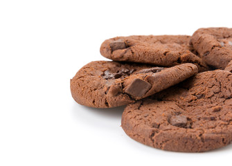 soft dark chocolate brownie cookies on white