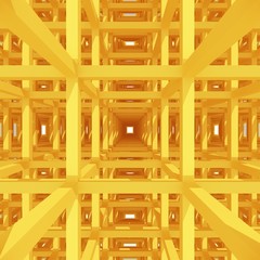 3d yellow columns and beam ,architecture background. 