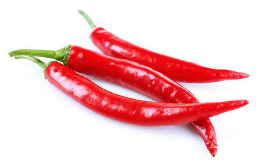 Red hot peppers isolated on white
