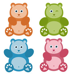 set of color Teddy bears