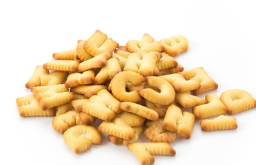 salted crackers or biscuit a b c shape