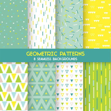8 Seamless Geometric Patterns - Texture for wallpaper, backgrounds