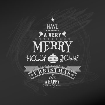 Retro Christmas Card - Christmas Tree on a Chalkboard - in vector