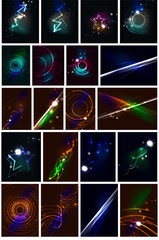 Glowing lines in the dark space, set of abstract backgrounds