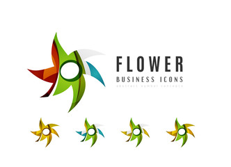 Set of abstract flower logo business icons