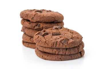 soft dark chocolate brownie cookies on white
