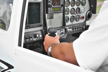 Pilot in the cockpit - obrazy, fototapety, plakaty